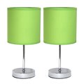 Simple Designs Chrome Mini Basic Table Lamp with Fabric Shade, Green, PK 2 LT2007-GRN-2PK